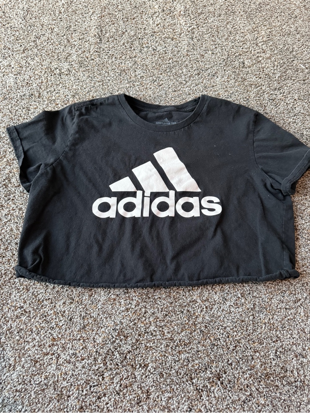 Adidas Amplifier Tee Large Black White Logo Oversized Cropped T-Shirt